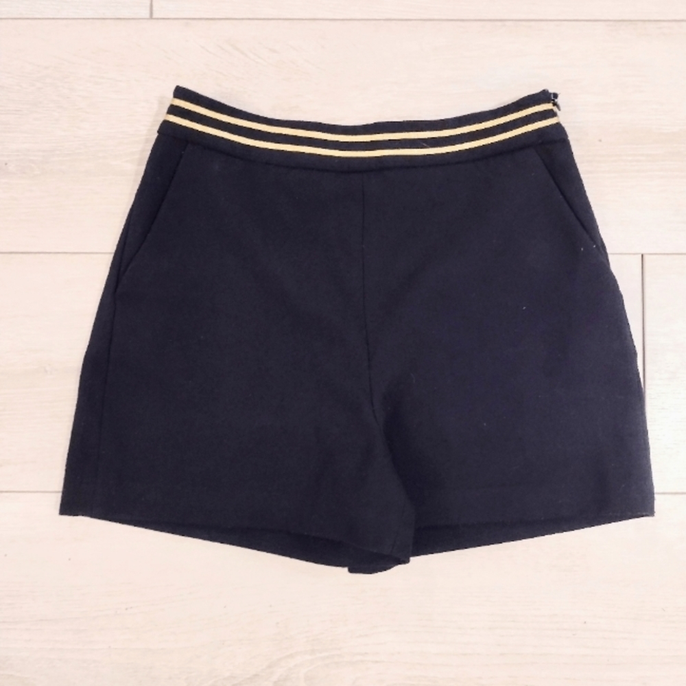 ZARA Basic Black Shorts with Gold Waistband